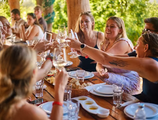 Vineyard yoga and wine tasting